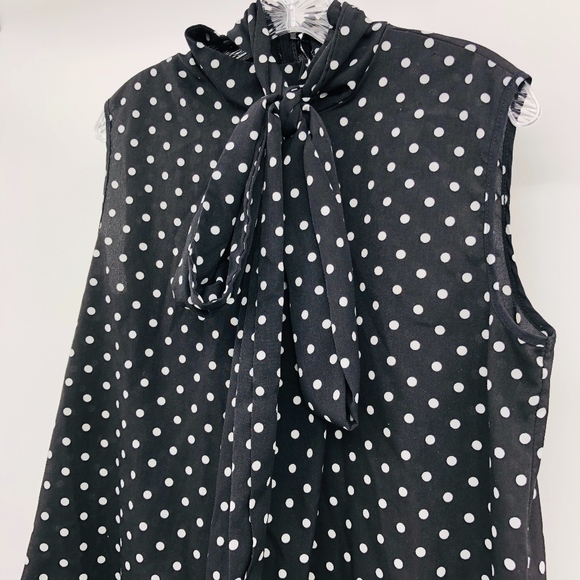 Polka Dot Sheer Tie Neck Blouse - Picture 2 of 5